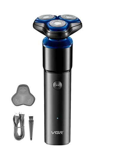 1500mAh 5W ABS Plastic IPX 6 Waterproof Rechargeable Shaving Razor With 3 Floating Heads Double Stainless Steel Blades V-325 (L16 x W6 x H6)cm