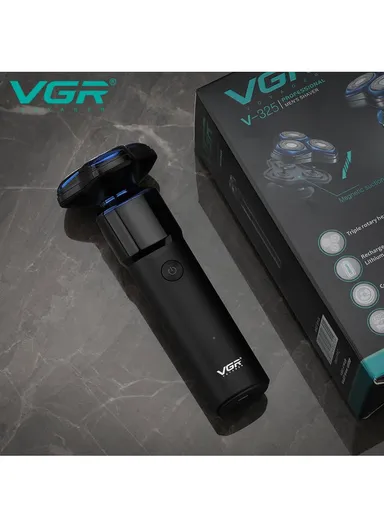 1500mAh 5W ABS Plastic IPX 6 Waterproof Rechargeable Shaving Razor With 3 Floating Heads Double Stainless Steel Blades V-325 (L16 x W6 x H6)cm