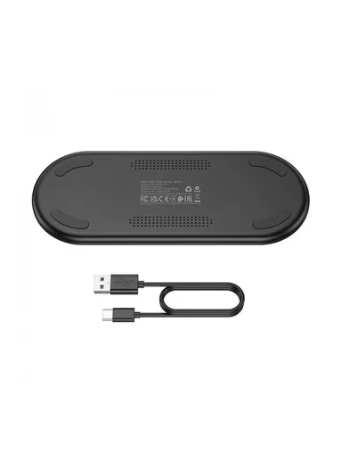 15W 3 in 1 Poweful Wireless Fast Charger BQ19 (L8 x W20 x H1)cm - Black