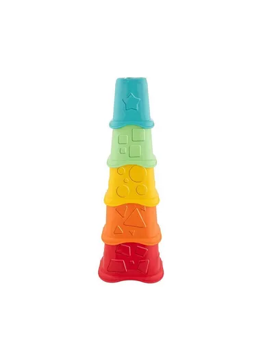 6-36m Recycled Plastic 2 In 1 5 Stacking Cups Eco Plus With 5 Colorful Shapes 9373.1 (L12 x W12 x H36)cm