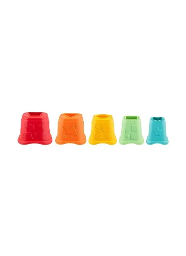 6-36m Recycled Plastic 2 In 1 5 Stacking Cups Eco Plus With 5 Colorful Shapes 9373.1 (L12 x W12 x H36)cm