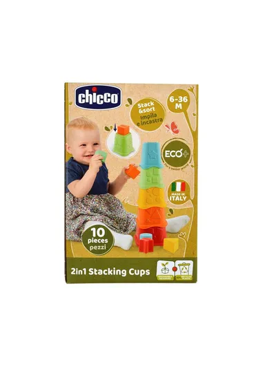 6-36m Recycled Plastic 2 In 1 5 Stacking Cups Eco Plus With 5 Colorful Shapes 9373.1 (L12 x W12 x H36)cm