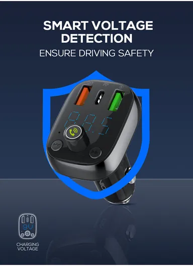 30W FM Transmitter Car Charger With 3 USB Port &amp; Portable Phone Charger For Cars C704Q