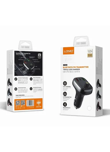 30W FM Transmitter Car Charger With 3 USB Port &amp; Portable Phone Charger For Cars C704Q