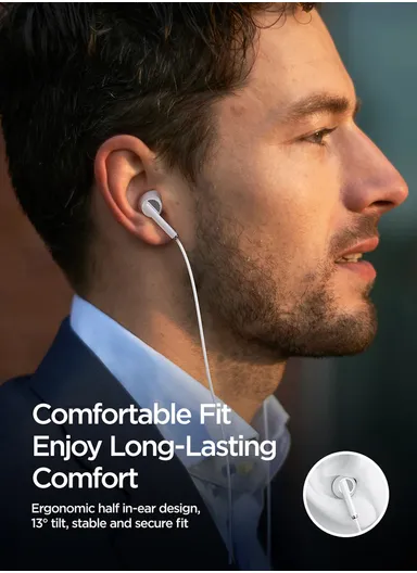 1.2m 3mW Half-In-Ear Wired Earphones 3.5mm Plug JR-EW07