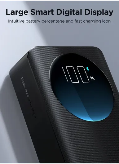 30000mAh 30W Portable Power Bank With USB to Type-C Cable JR-PBF03 (L11 x W6.4 x H2.5)cm - Black