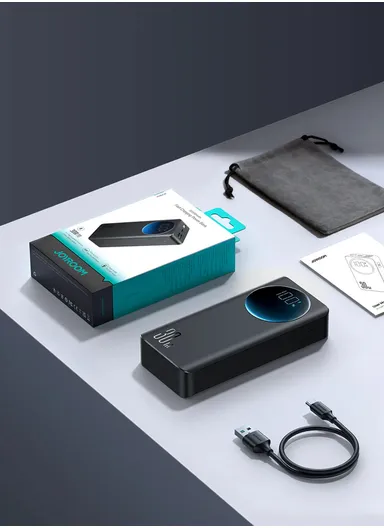 20000mAh 30W Portable Power Bank With USB to Type-C Cable JR-PBF02 (L11 x W6.4 x H2.5)cm - Black