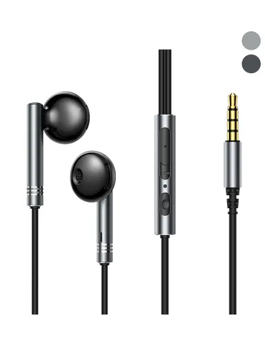 1.2m 3mW Half-In-Ear Metal Wired Earbuds 3.5mm Plug With PU Carrying Case JR-EW06