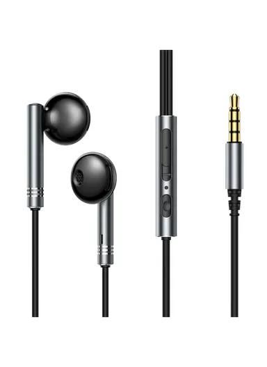 1.2m 3mW Half-In-Ear Metal Wired Earbuds 3.5mm Plug With PU Carrying Case JR-EW06