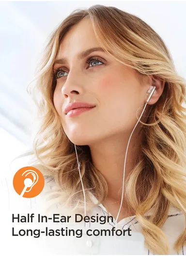 1.2m 3mW Half-In-Ear Metal Wired Earbuds 3.5mm Plug With PU Carrying Case JR-EW06