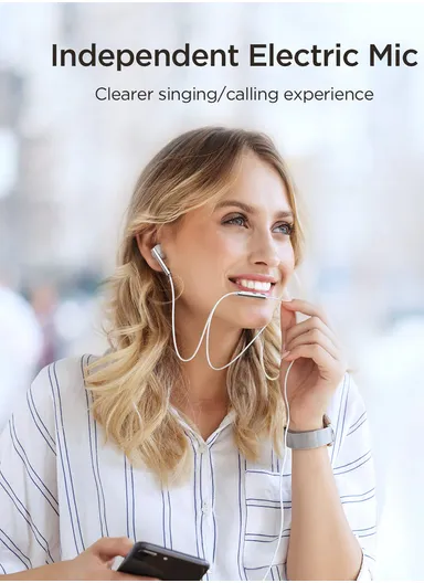 1.2m 3mW Half-In-Ear Metal Wired Earbuds 3.5mm Plug With PU Carrying Case JR-EW06