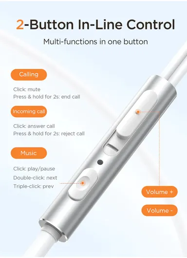 1.2m 3mW Half-In-Ear Metal Wired Earbuds 3.5mm Plug With PU Carrying Case JR-EW06