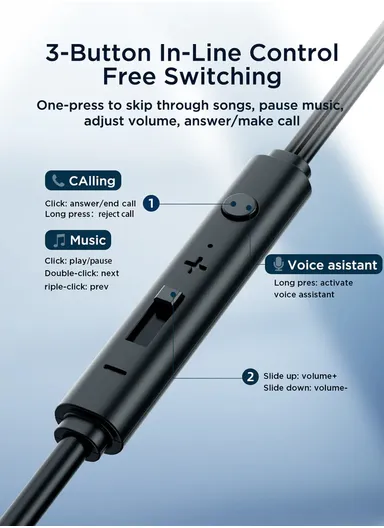 1.2m 3mW Half-In-Ear Wired Earphones 3.5mm Plug With PU Carrying Case JR-EW04