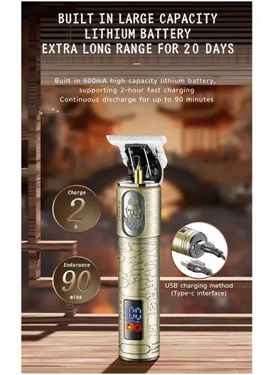 5W 600mAh Professional Rechargeable Cordless Hair Trimmer Digital Display KM-863