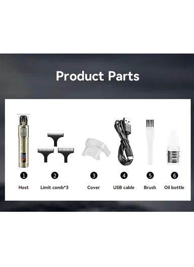 5W 600mAh Professional Rechargeable Cordless Hair Trimmer Digital Display KM-863