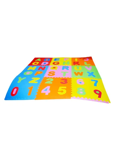 9-Pcs Interlocking Foam Colored Puzzle with Removable Letters &amp; Numbers (L60 x W60 x T1)cm