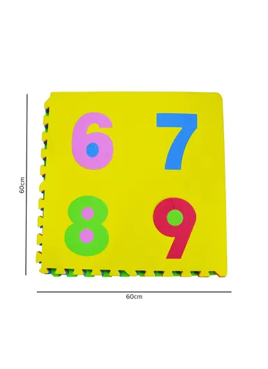 9-Pcs Interlocking Foam Colored Puzzle with Removable Letters &amp; Numbers (L60 x W60 x T1)cm