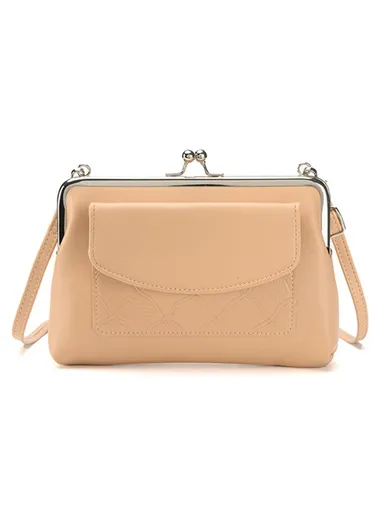 Lock Design Crossbody Bag Soft PU Leather Shoulder Bag Handbag Daypack 6153 - Beige