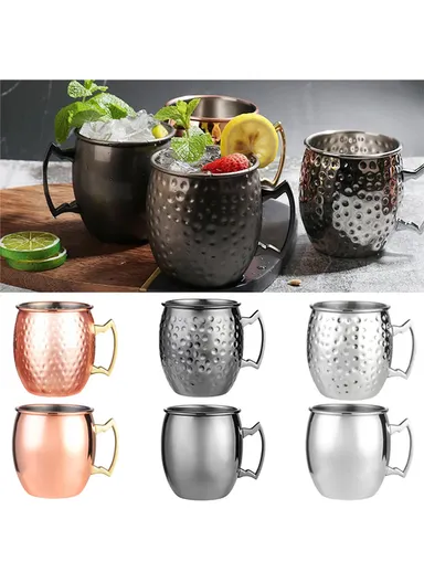 530ml Stainless Steel Copper Coffee Mug Metal Cup (D7.9 x H10)cm  - Silver Smooth