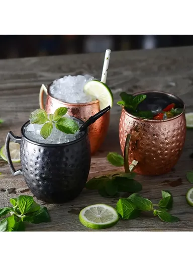 530ml Stainless Steel Copper Coffee Mug Metal Cup (D7.9 x H10)cm  - Silver Smooth