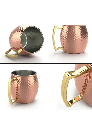 530ml Stainless Steel Copper Coffee Mug Metal Cup (D7.9 x H10)cm  - Silver Smooth