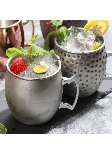 530ml Stainless Steel Copper Coffee Mug Metal Cup (D7.9 x H10)cm  - Silver Smooth