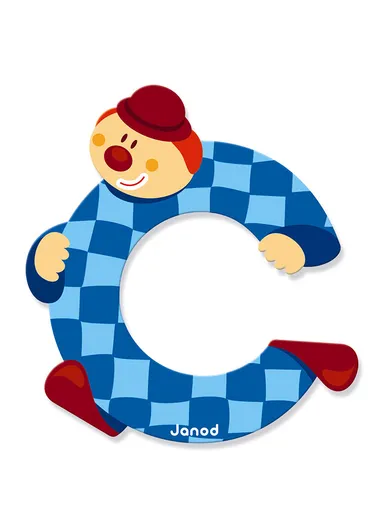 3-6Years Wood Clown Letter C J04544 (L0.7 x W8 x H8.5)cm