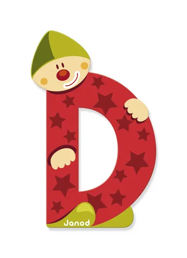 3-6Years Wood Clown Letter D J04545 (L0.7 x W5 x H9)cm