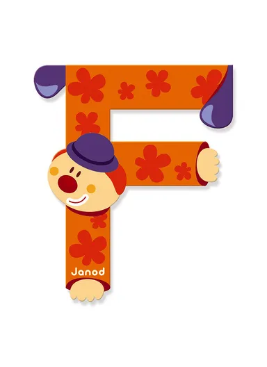 3-6Years Wood Clown Letter F J04547 (L0.7 x W7 x H8.5)cm