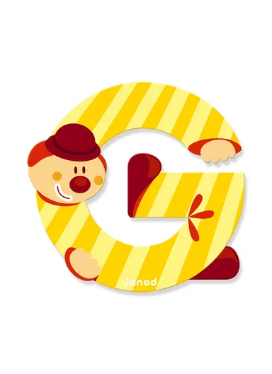 3-6Years Wood Clown Letter G J04548 (L0.7 x W8.5 x H8.5)cm