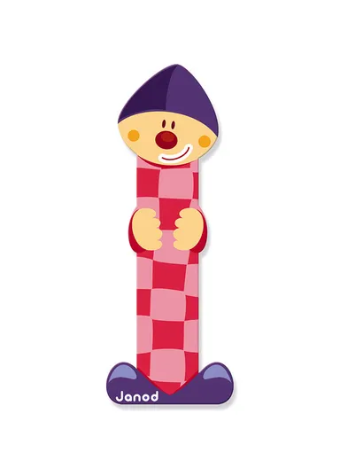 3-6Years Wood Clown Letter I J04550 (L0.7 x W3.5 x H9.5)cm