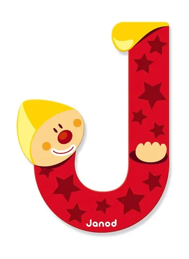 3-6Years Wood Clown Letter J J04551 (L0.7 x W6 x H8.5)cm