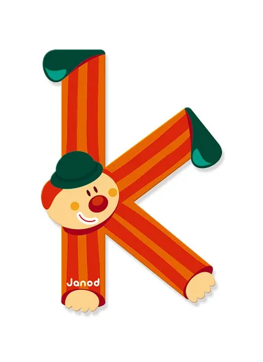 3-6Years Wood Clown Letter K J04552 (L0.7 x W6.5 x H9.5)cm