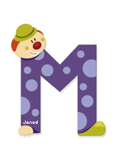 3-6Years Wood Clown Letter M J04554 (L0.7 x W7.5 x H9)cm