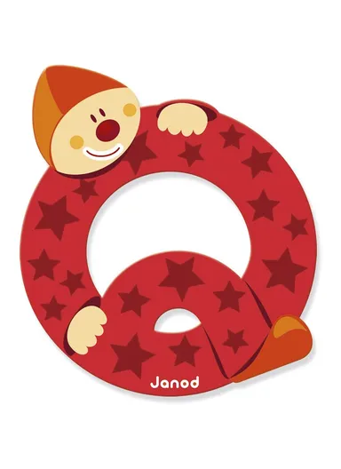 3-6Years Wood Clown Letter Q J04558 (L0.7 x W7.5 x H9)cm