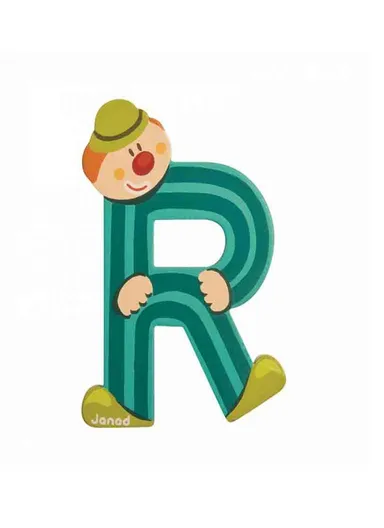 3-6Years Wood Clown Letter R J04559 (L0.7 x W6.5 x H9)cm