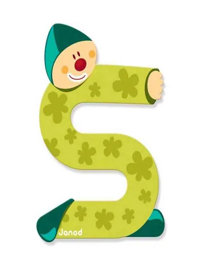 3-6Years Wood Clown Letter S J04560 (L0.7 x W6.5 x H9)cm
