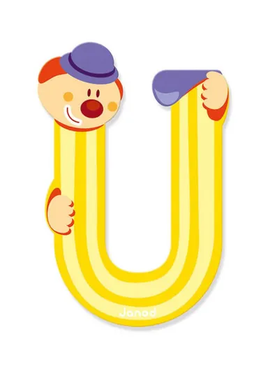 3-6Years Wood Clown Letter U J04562 (L0.7 x W6 x H9.5)cm