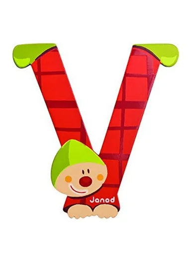 3-6Years Wood Clown Letter V J04563 (L0.7 x W8 x H8.5)cm