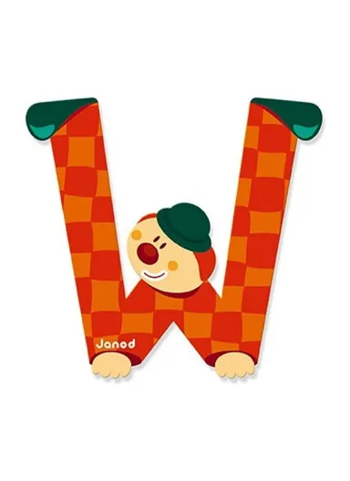 3-6Years Wood Clown Letter W J04564 (L0.7 x W8.5 x H9)cm