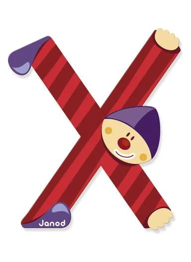 3-6Years Wood Clown Letter X J04565 (L0.7 x W8 x H9.5)cm
