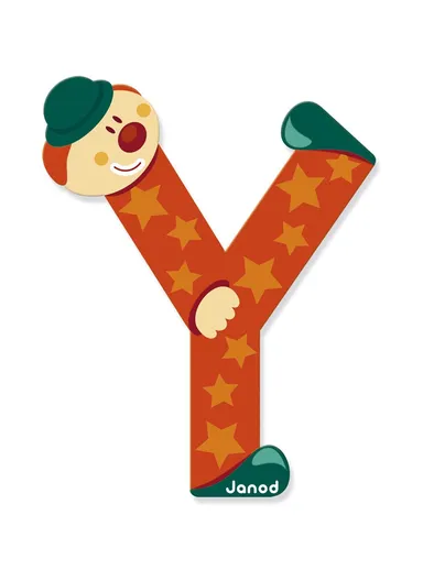 3-6Years Wood Clown Letter Y J04566 (L0.7 x W7.5 x H9.5)cm