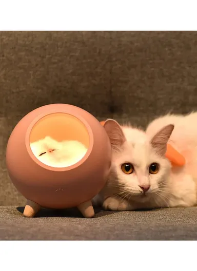 1200mAh 2W Bluetooth Speaker Cute Sleeping Cat Style USB Rechargeable Atmosphere Lamp Night Light - White