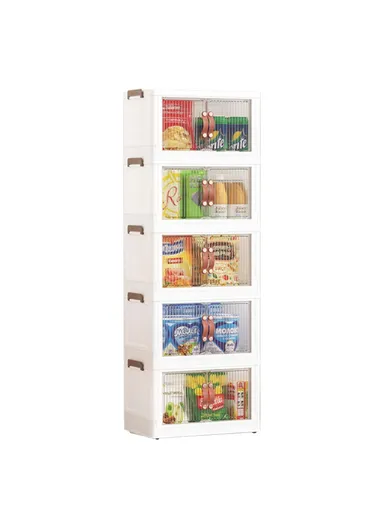 5 Layers Clear Shoes Clothing Storage Box, Multi-Use Home Clothes Snack Toy Storage Cabinet Organizer (W45 x D27 x H125.5)cm