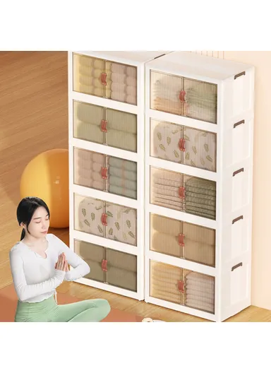 5 Layers Clear Shoes Clothing Storage Box, Multi-Use Home Clothes Snack Toy Storage Cabinet Organizer (W45 x D27 x H125.5)cm