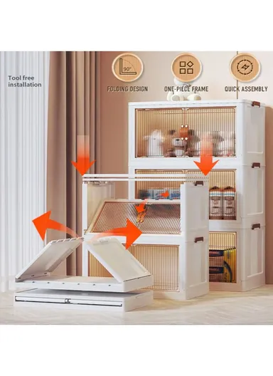 5 Layers Clear Shoes Clothing Storage Box, Multi-Use Home Clothes Snack Toy Storage Cabinet Organizer (W49 x D32 x H135.5)cm