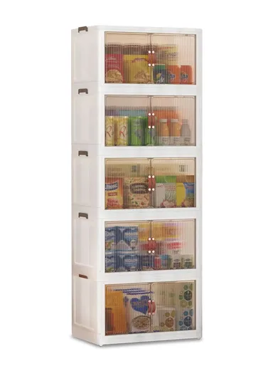 5 Layers Clear Shoes Clothing Storage Box, Multi-Use Home Clothes Snack Toy Storage Cabinet Organizer (W49 x D32 x H135.5)cm