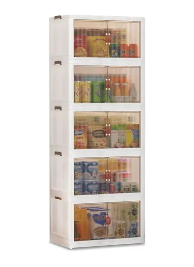 5 Layers Clear Shoes Clothing Storage Box, Multi-Use Home Clothes Snack Toy Storage Cabinet Organizer (W56 x D34 x H152.5)cm