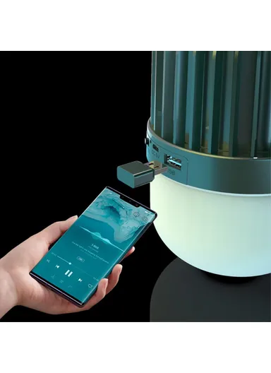 2400mAh LED Camping Lantern Bluetooth Speaker With Portable Emergency Light Power Bank HS-LY01-V1 - Grey