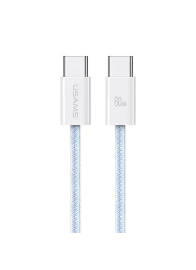 1.2m 60W PD Fast Charging Cable Type-C To Type-C Rainbow Braided Cord US-SJ656 U86 - Blue